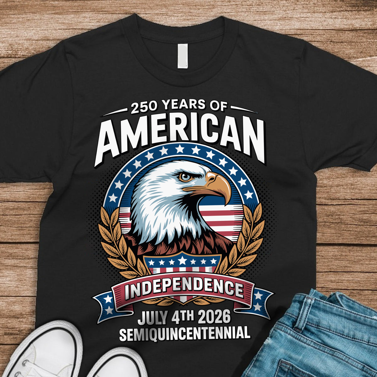 American 250 Years Independence Eagle - July 4th 2026 Dark Shirt LM32 895247