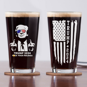 President Donald Trump 2024 Middle Finger Print Beer Glass HO82 62598