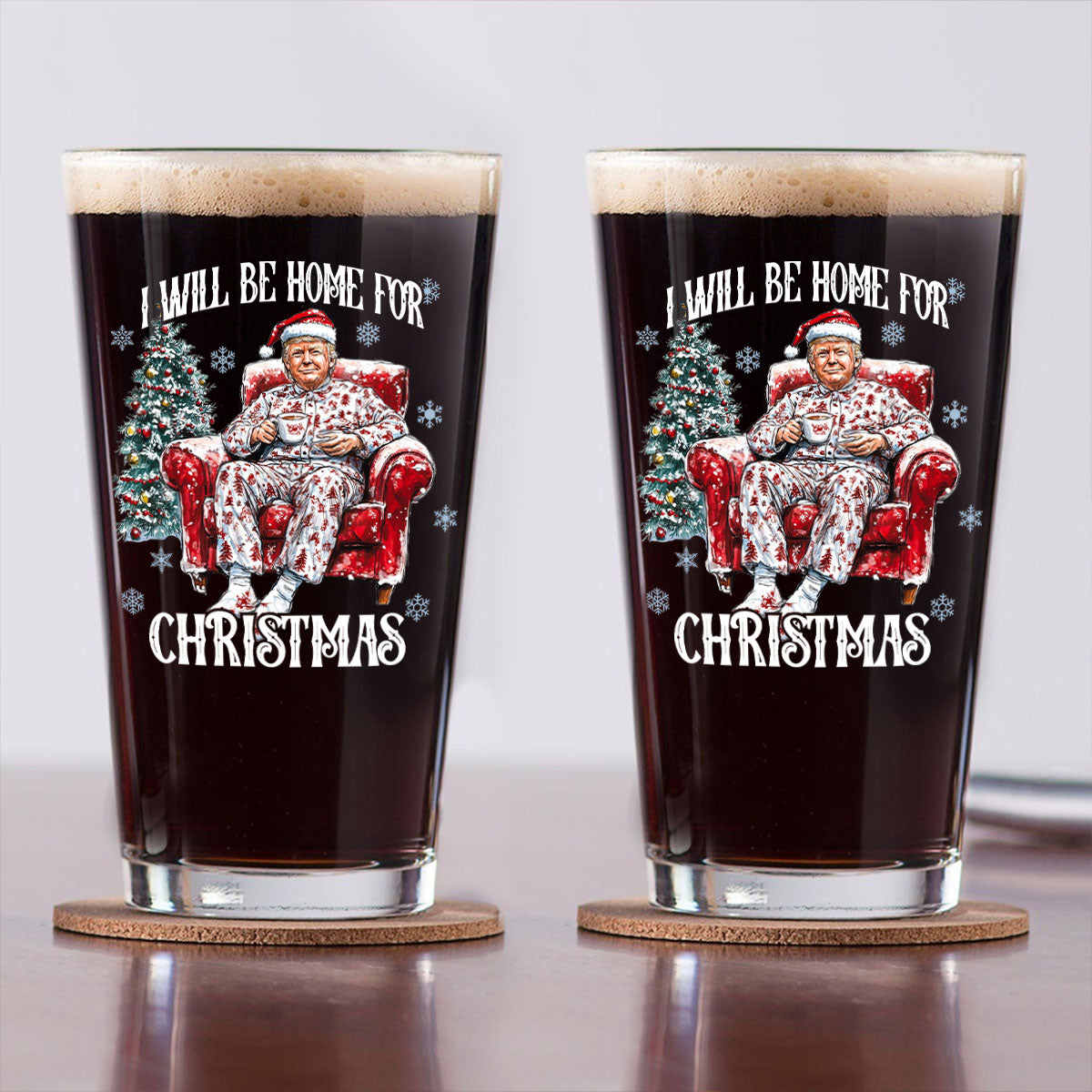 I’ll Be Home for Christmas Trump Beer Glass – Perfect Festive Gift HO82 63713