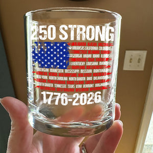 USA 250 Strong Flag American States Patriotic Whiskey Glass LM32 895337