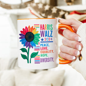 Harris Walz Peace Love 2024 Mug | Kamala Harris 2024 Accent Mug HA75 63582