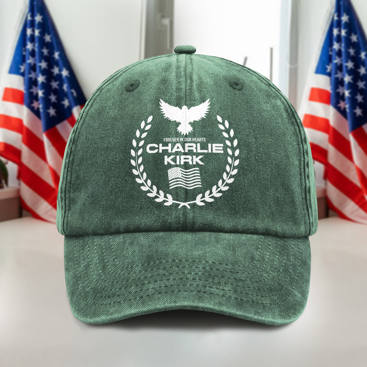 Charlie Kirk Memorial Washed Denim Baseball Cap LM32 65527