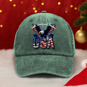 Faith, Family & Freedom America 250 Years Washed Denim Baseball Cap LM32 897353