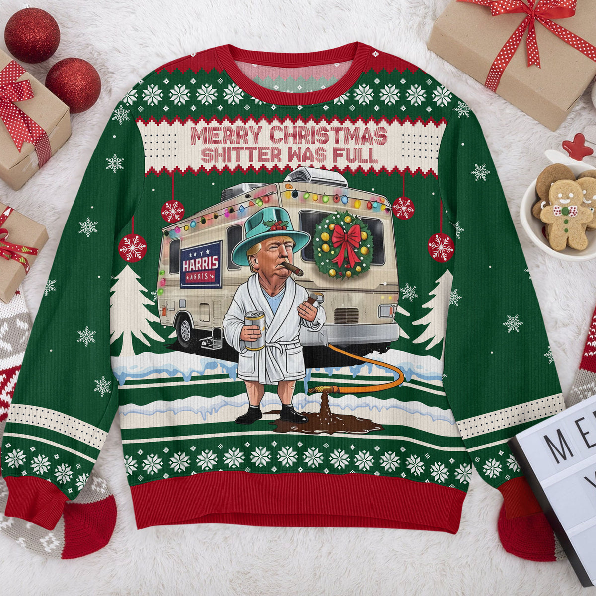 Merry Christmas Sh*tter Was Full Ugly Sweater HA75 64016