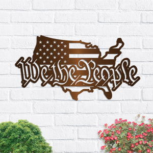 USA Map with We the People Metal Sign Art Wall Decor HO82 901150