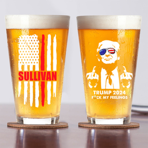 Firefighter For President Donald Trump 2024 Middle Finger Print Beer Glass HO82 62864