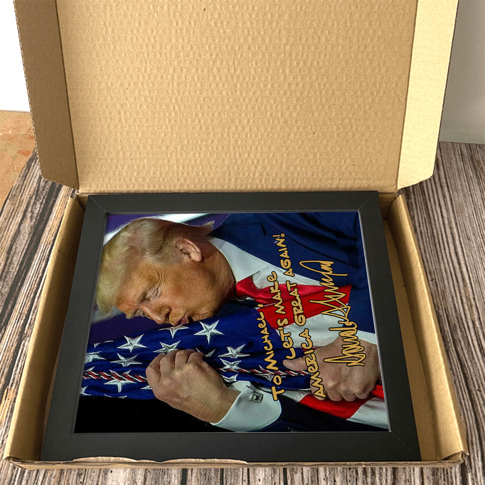 President Donald Trump Hugging Flag Picture Frame HA75 63632
