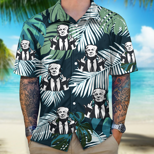 President Donald Trump Middle Finger Hawaiian Shirt DM01 63033