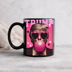 Funny Donald Trump Blowing Bubble Gum Pink Sun Glasses Black Mug LM32 65167