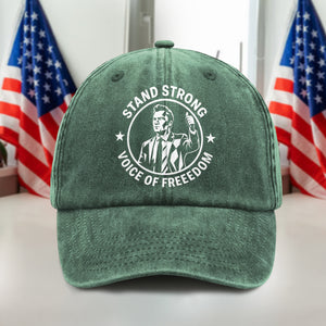 Stand Strong Charlie Kirk - Voice Of Freedom Washed Denim Baseball Cap LM32 65533
