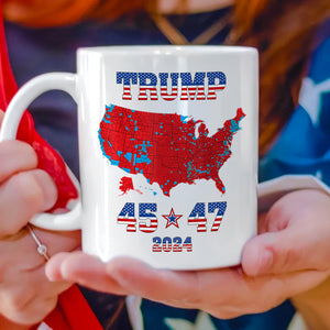 Trump 45 47 US Presidential Election 2024 Map White Mug N304 HA75 64134