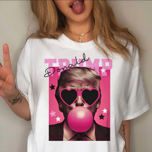 Funny Donald Trump Blowing Bubble Gum Pink Sun Glasses Bright Shirt LM32 65193