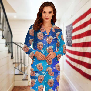 Custom Trump Face Galaxy Flannel Pajamas HO82 65418