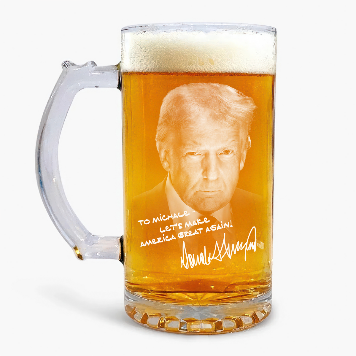Personalized President Donald Trump Autographed Glass Beer Mug Father's Day Gift LM32 65347