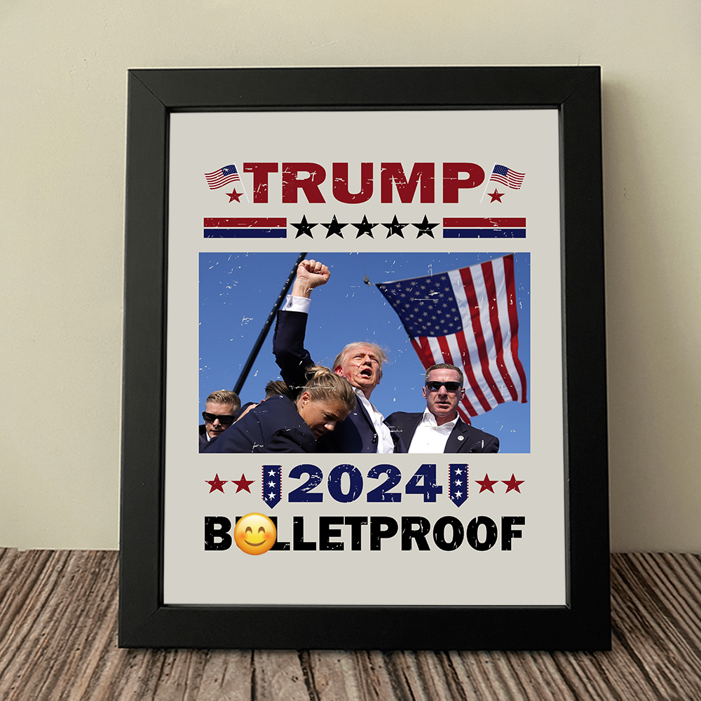 Trump 2024 B**letproof Picture Frame Canvas Poster HA75 63120