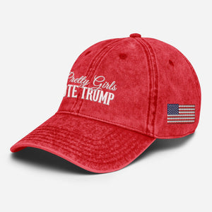 Pretty Girls Vote Trump 2024 Embroidered Vintage Cotton Twill Cap HO82 63434