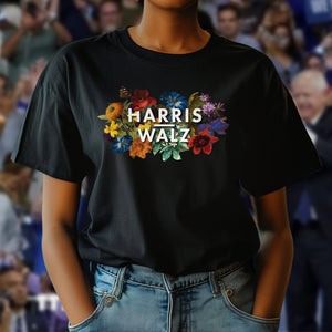 Kamala Harris 2024 Floral Feminine Women Kamala Walz 2024 Dark Shirt HO82 65090