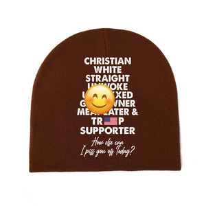 Trump Supporter Christian White Straight Un**ke Un**xxed Short Beanie Hat TH10 63327