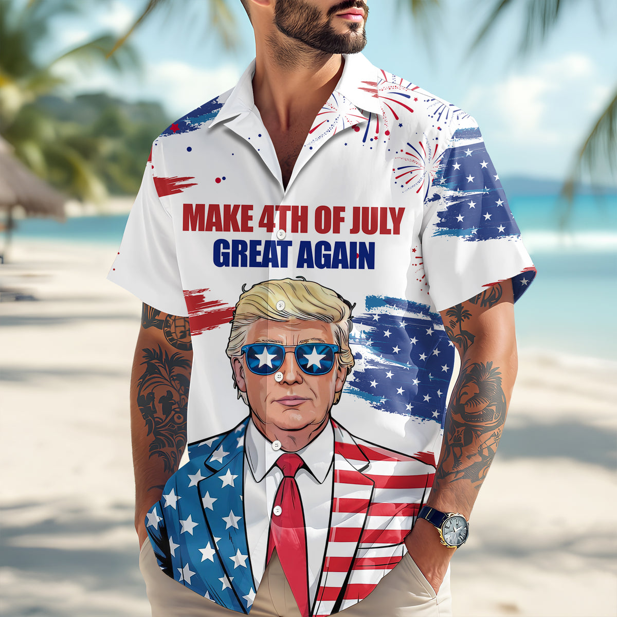 Make America Great Again - Funny 4th of July Trump Hawaiian Shirt CH07 67354