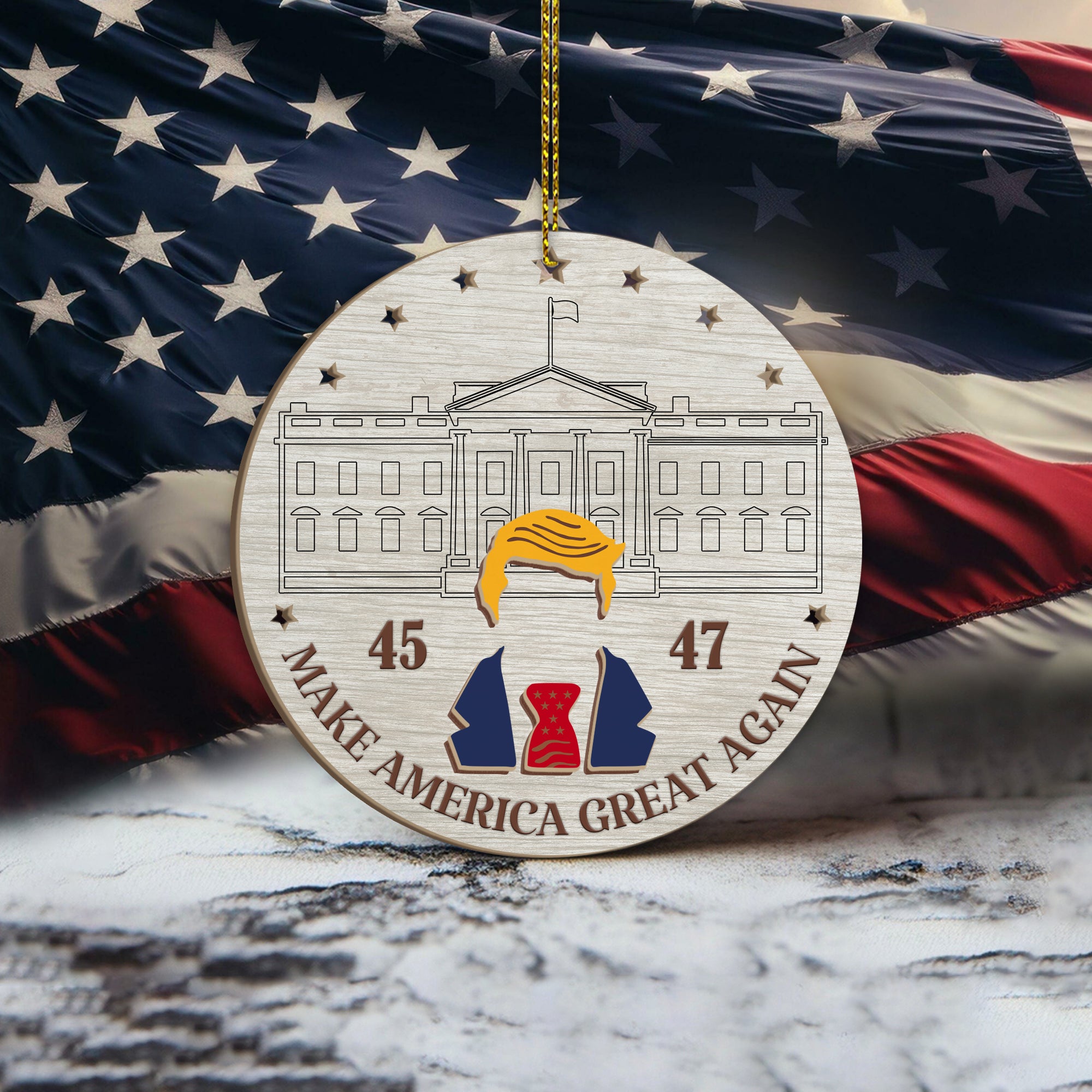 47th President Trump Make America Great Again Layer Wood Ornament LM32 65037