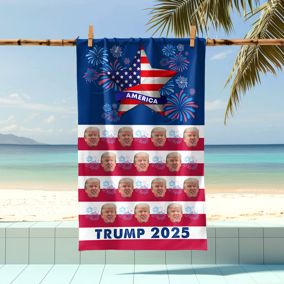 Custom Trump Funny Photo Beach Towel Summer Gift CH07 67352
