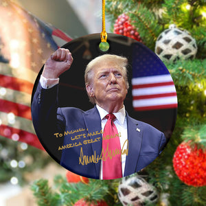 Personalized Gift President Donald Trump Autographed Donald Trump Homage Ceramic Ornament HA75 63719