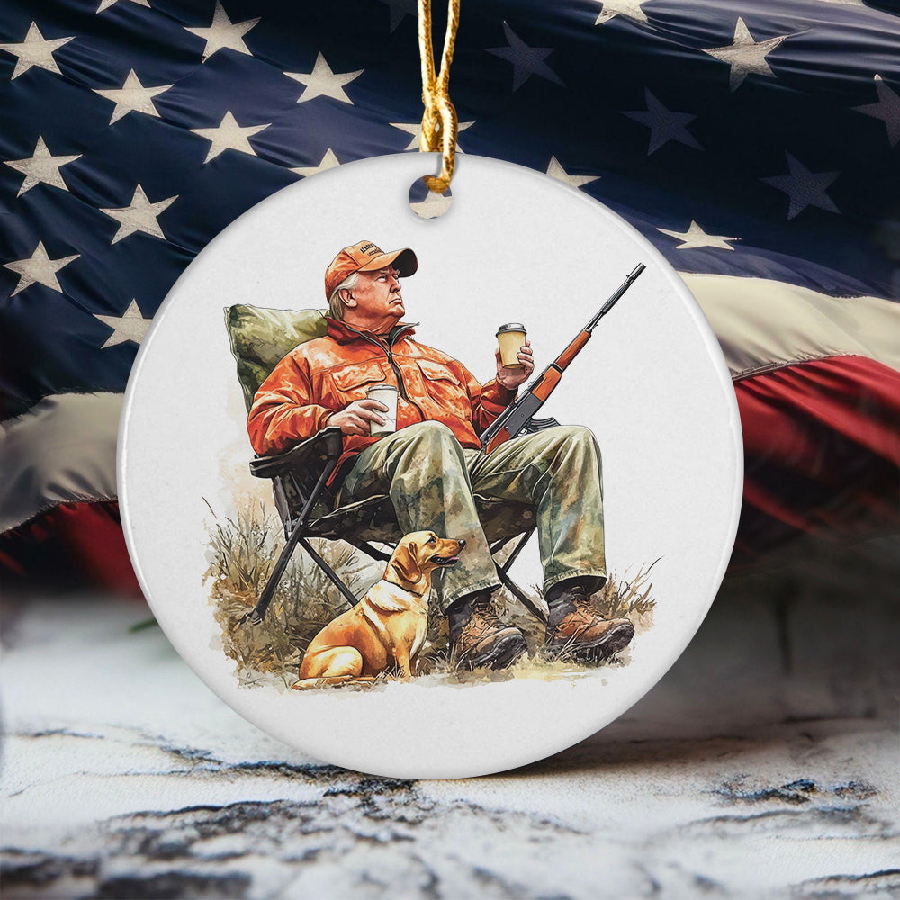 Patriotic Trump Hunting Gear Perfect for Gun Lovers and Hunters Ceramic Ornament LM32 63871