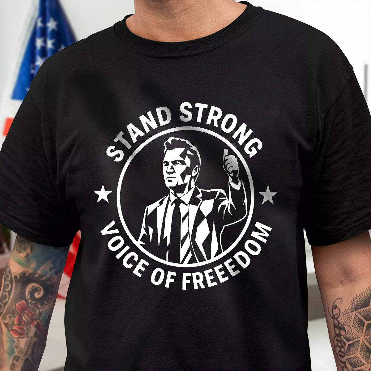 Stand Strong Charlie Kirk - Voice Of Freedom Memorial Dark Shirt LM32 65531