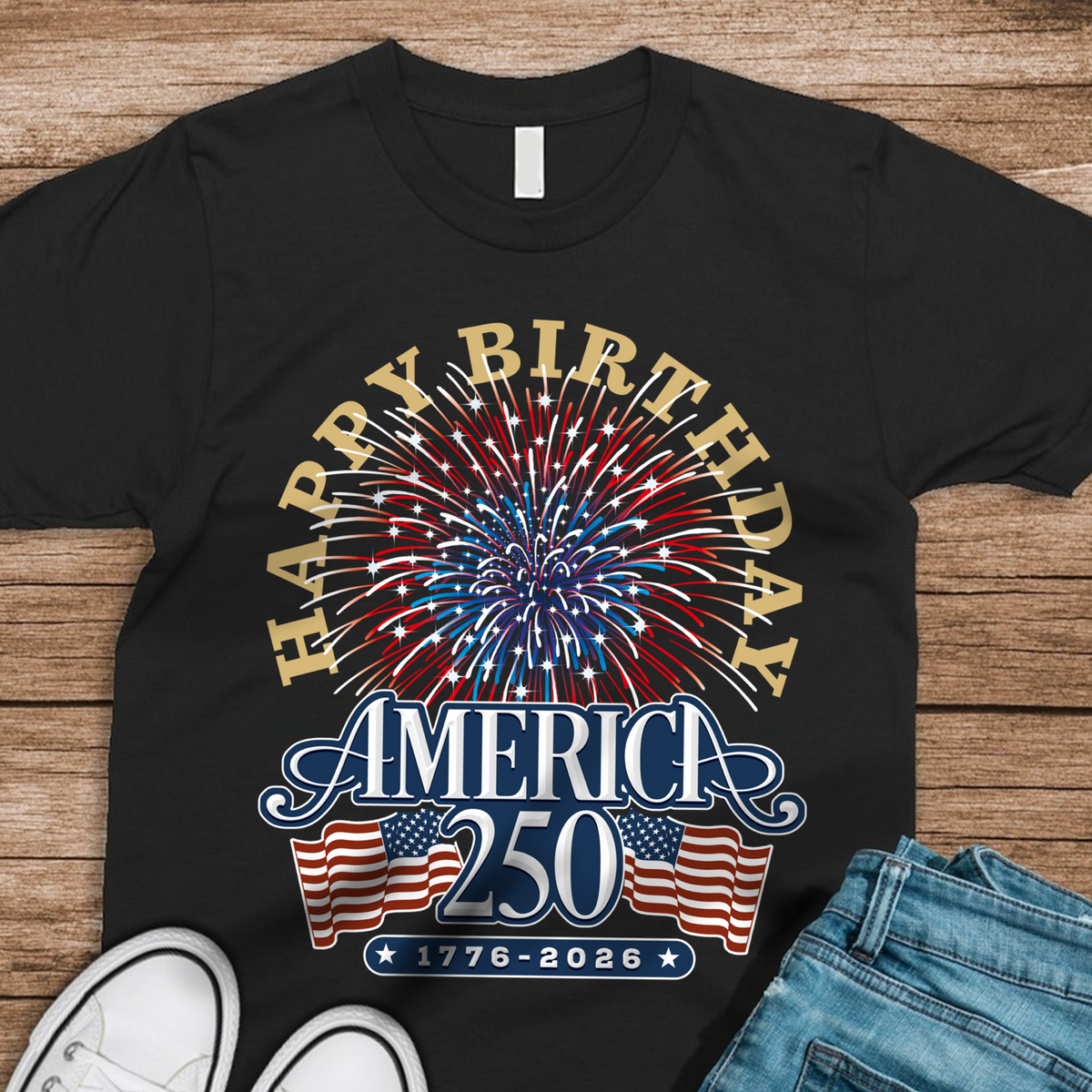 America 250 Semiquincentennial Fireworks Celebration Dark Shirt HO82 894604