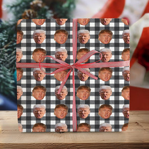 Custom Trump Face With Christmas Pattern Wrapping Paper HO82 65452