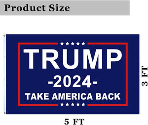 Donald Trump 2024 Flag - Take America Back Flag, 3X5Ft, 2 Packs.Perfect for Re-Elect Trump Outdoor Indoor Decor1