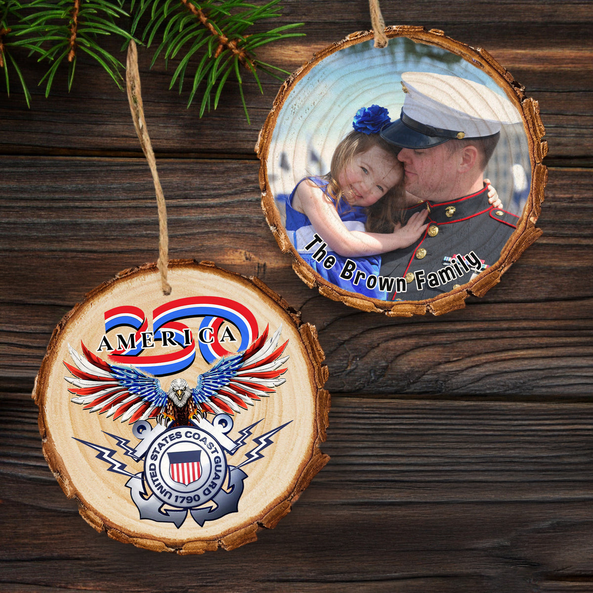 Custom Photo US Coast Guard Wood Slice Ornament N369 64603