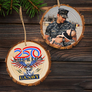 Custom Photo US Navy Wood Slice Ornament N369 64605