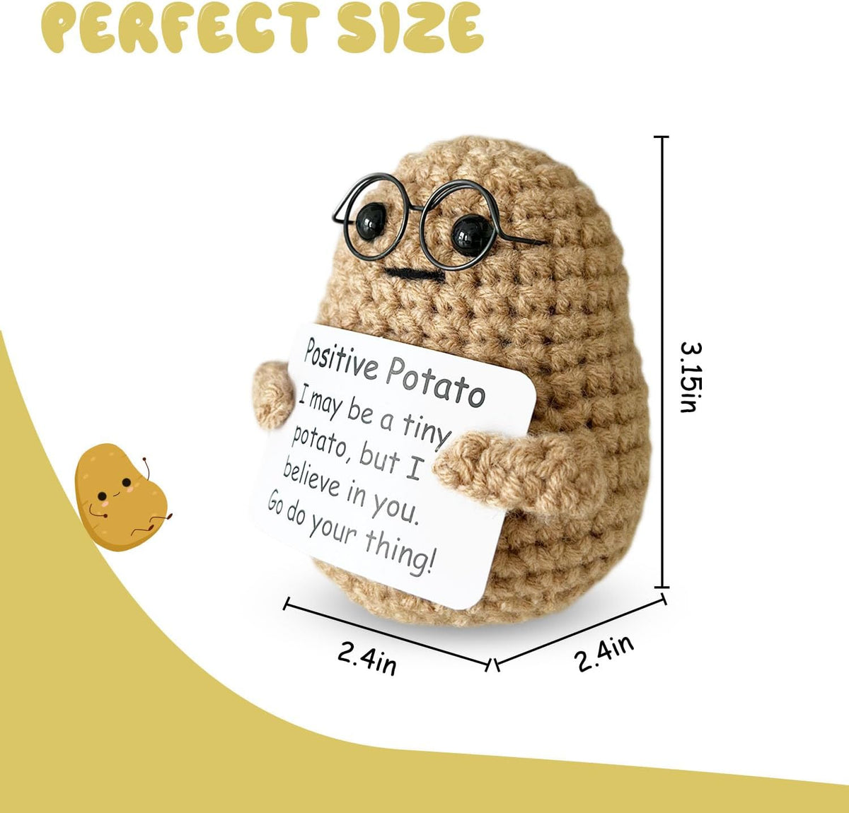 Positive Crochet Potato Funny Gifts with Positive Card for Cheer Up, Birthday Gifts for Friends Women, Graduation Gifts