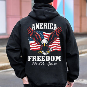America 250 Years of Freedom Patriotic Eagle Flag Back Side Dark Shirt HA75 897334
