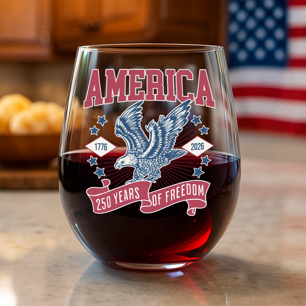 America 1776 - 2026 250 Years Of Freedom Wine Glass HA75 897024