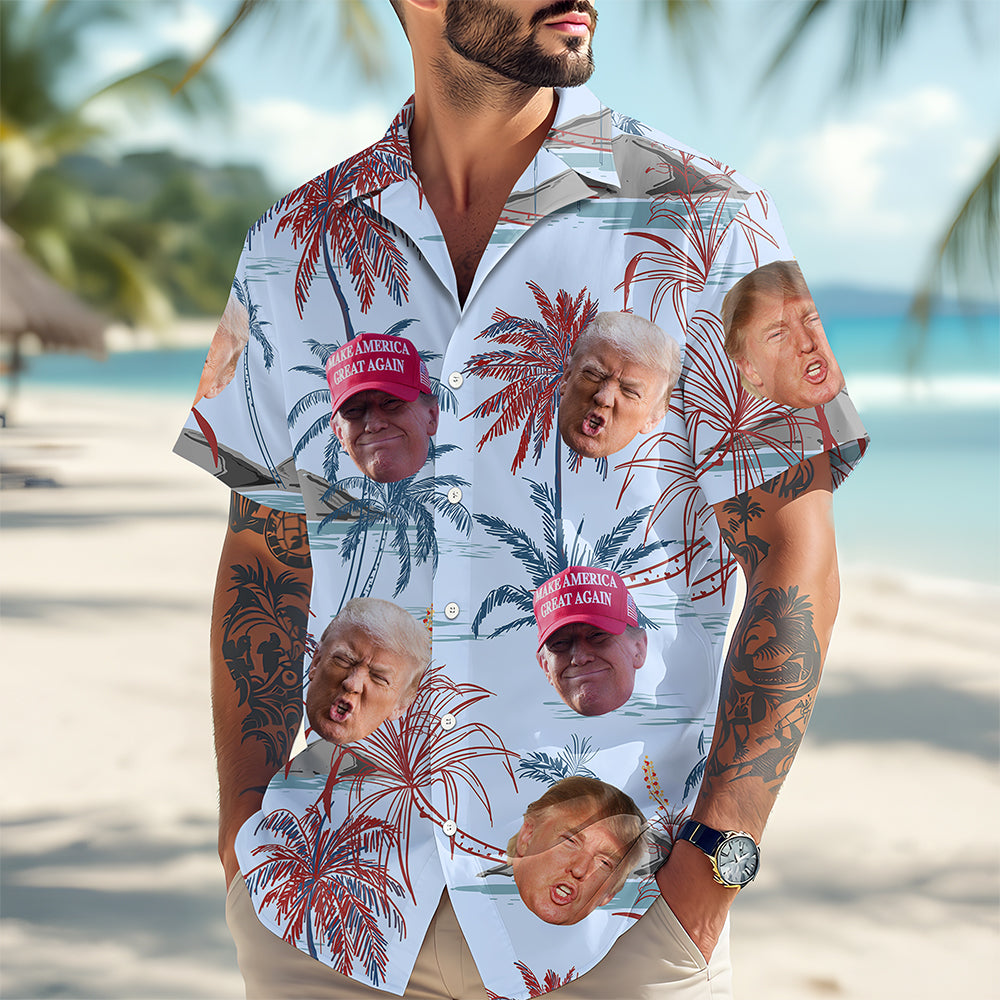 Custom Face Trump Tropical Summer Vibe Hawaii Shirt LM32 65351