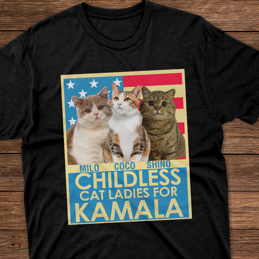 Custom Photo Childless Cat Ladies Kamala Dark Shirt HO82 65000