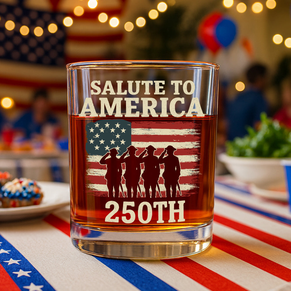 Salute To America 250th Veteran Whiskey Glass Happy America 250 Gifts CH07 896726