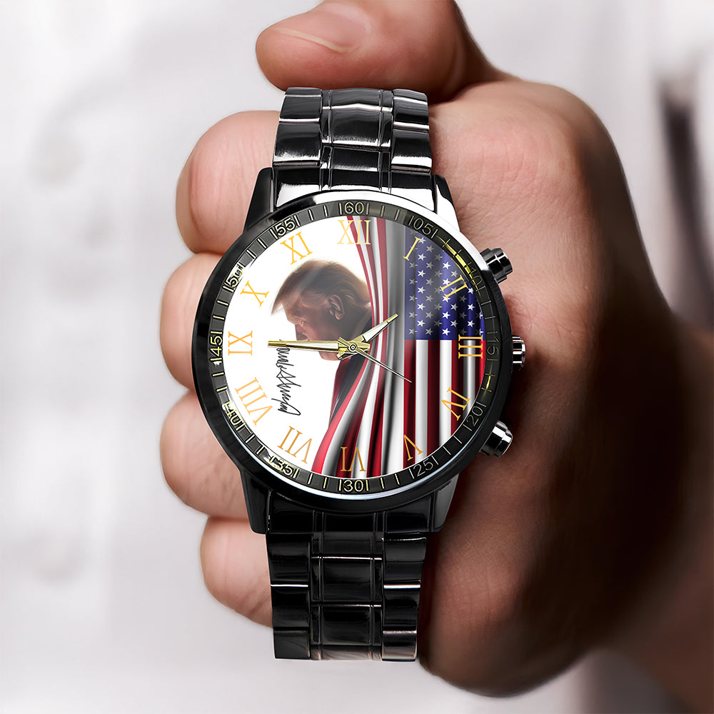 Make America Great Again Trump Signature US Flag Wrist Watch HA75 64392