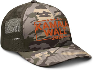 Kamala Harris 2024 '24 Tim Walz Camo Trucker Hat Orange