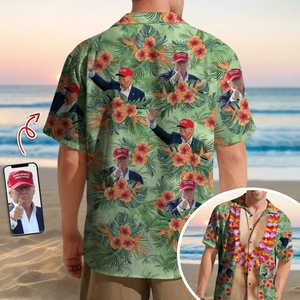 Custom Trump Photo With Floral Pattern Hawaii Shirt TH10 62508