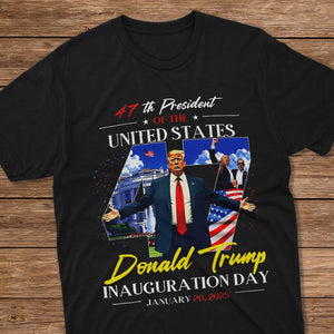 President Donald Trump In White House Inauguration Day 47th USA Flag Dark Shirt HO82 65664