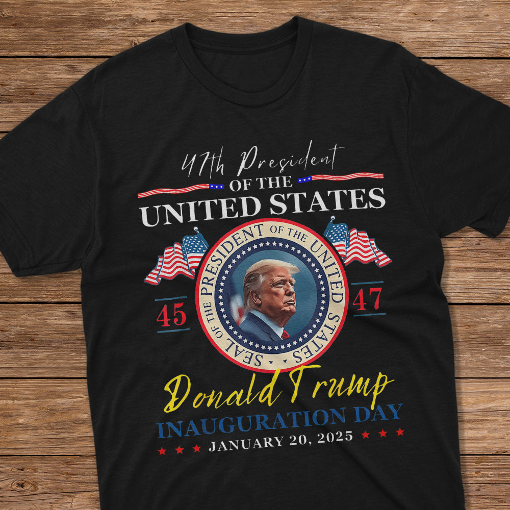 President Donald Trump Inauguration Day 2025 47th USA Flag Dark Shirt HO82 65658