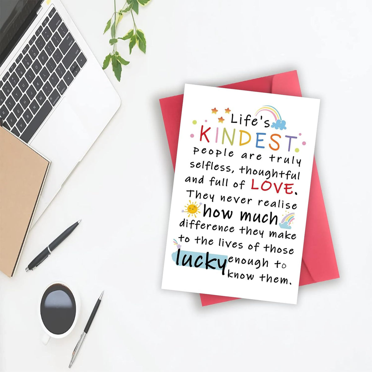 Cute Appreciation Card for Kindest Person, Great Thank You Card with Envelope for Women Men, Sweet Friendship Gift for Friends Classmates, Best Thank You Gift Ideas for Mom Dad