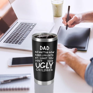 Fathers Day Dad Gifts from Daughter Son Wife, 20Oz Tumbler Coffee Travel Cup with Straws Lids - Birthday Christmas Anniversary Presents Idea for New Dad Bonus Dad Stepdad Papa Father in Law Husband