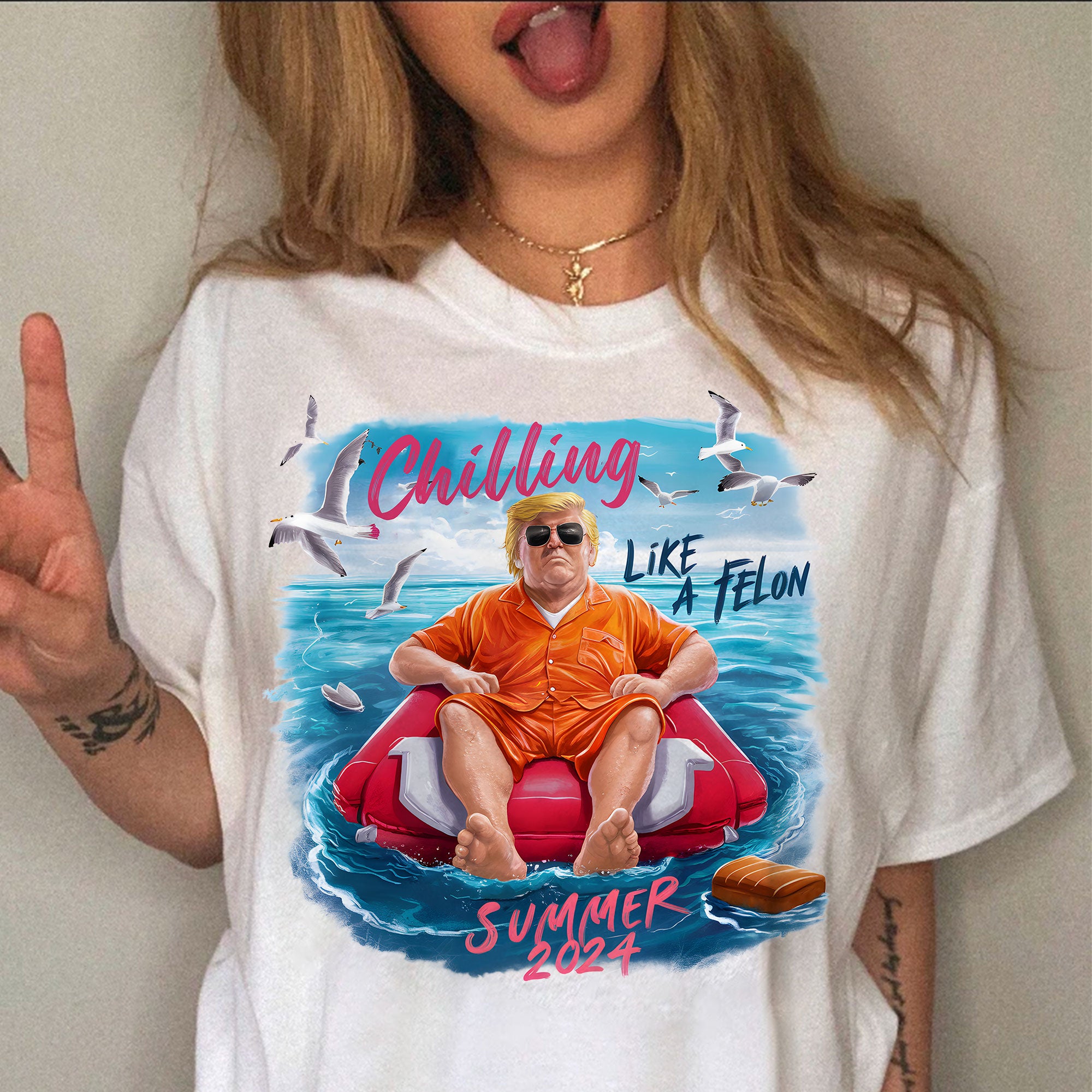 Chillin Like A Felon Summer 2024 Trump President Shirt N369 HO82 62652