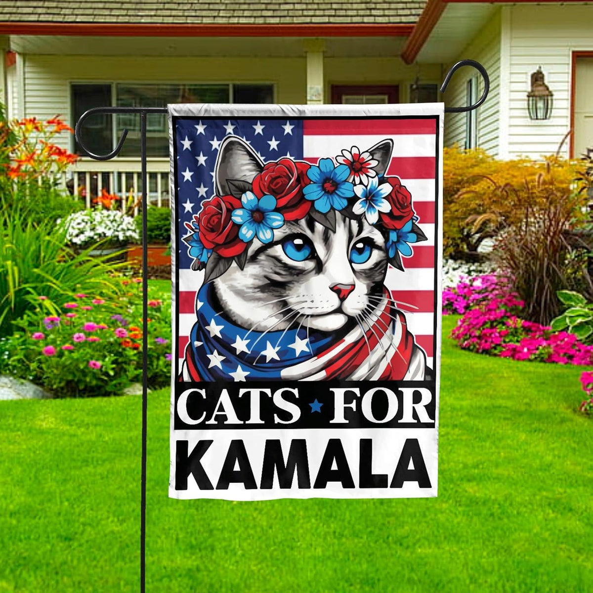 2024 Porch Pennants， Pack Garden Flag, Cat for Kalama Flag, Political Flag, Vote Flag, Democrat Garden Flags, Progressive Vote Election 2024, Childless Cat Ladies, Kalama Harris