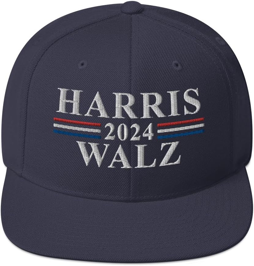 Harris Walz 2024 Snapback Hat (Embroidered Kamala Harris Tim Walz Cap)