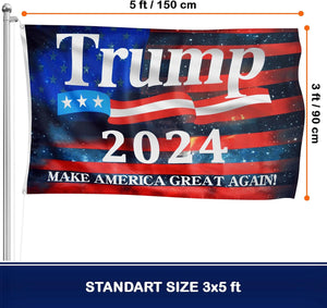 Trump 2024 Flag 3X5 Ft - 3 Ply Trump Flag 2024 Double Sided - Make America Great Again Flag - Bright Vivid Colors Donald Trump Flags 3X5 Outdoor - Trump MAGA Flag - Indoor Outdoor Trump Banner - Trump Merchandise 2024